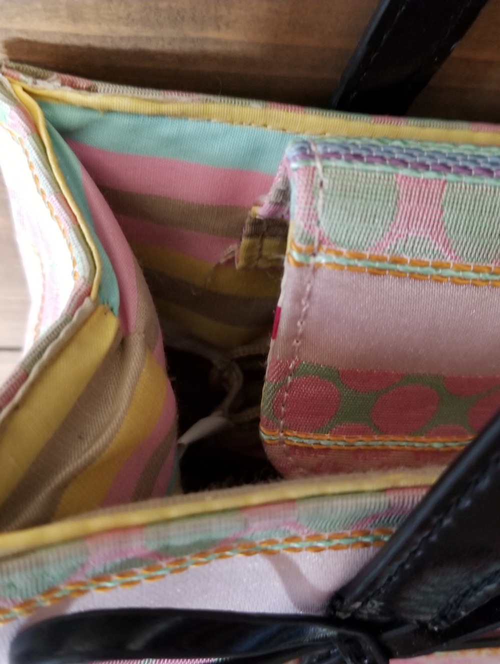 Kate Spade Vintage Y2K 90s Pink Pastel Colorful Striped Spring Summer handbag - Picture 10 of 16